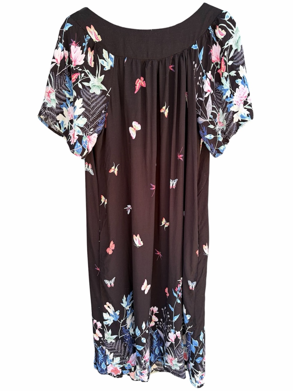 Ekouaer Black Floral & Butterfly Maxi/House Dress - Picture 2 of 4